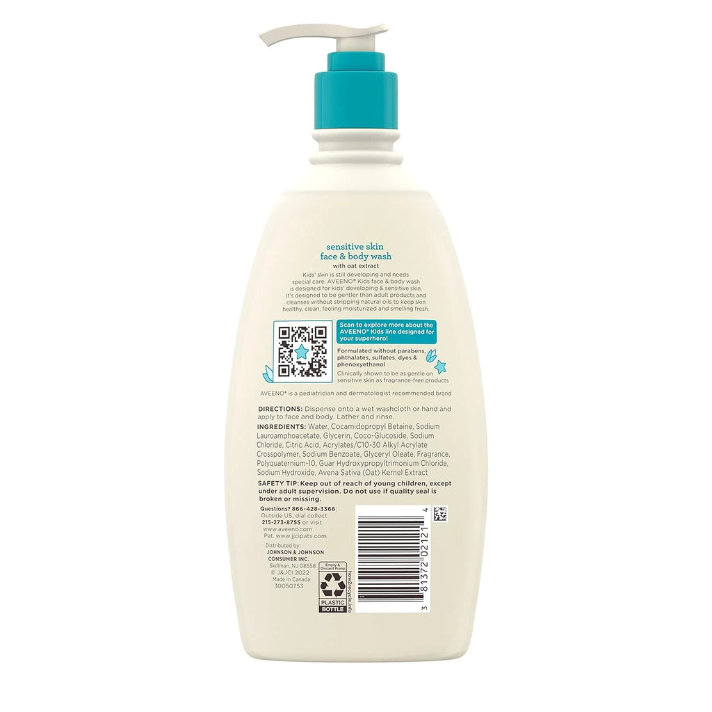 Kids Sensitive Skin Face & Body Wash With Oat Extract - 532Ml