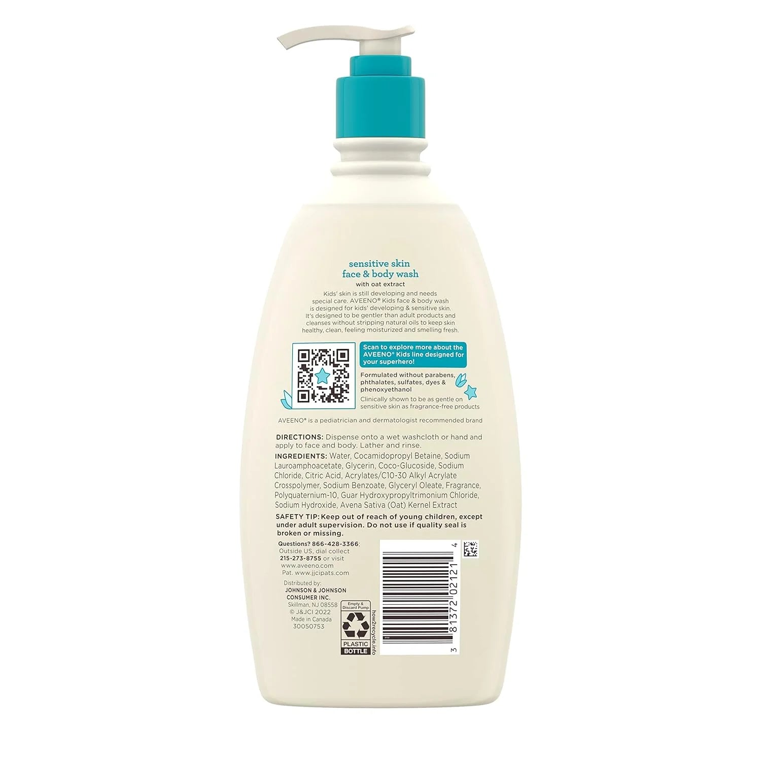 Kids Sensitive Skin Face & Body Wash With Oat Extract - 532Ml