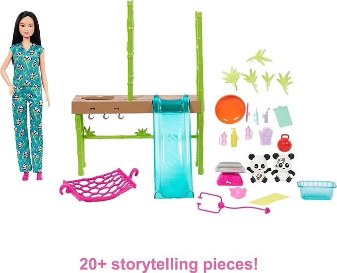 Barbie Careers Doll & Playset, Baby Panda Care and Rescue with Vet Doll