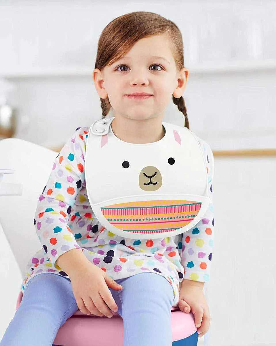 Zoo Fold & Go Silicone Bib - LIama