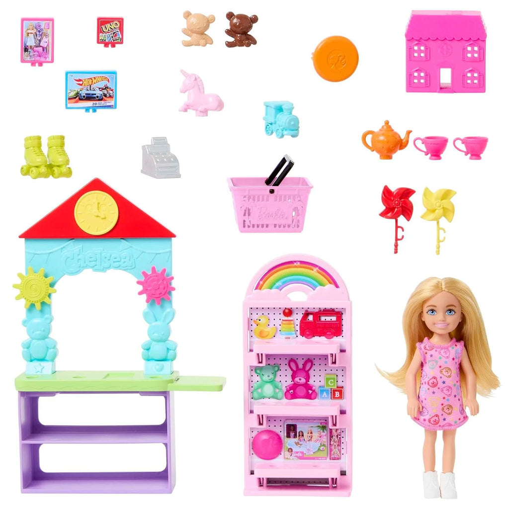Barbie Chelsea Can Be Toy Store Playset with Small Blonde Doll, Counter & Display Furniture & 15 Accessories