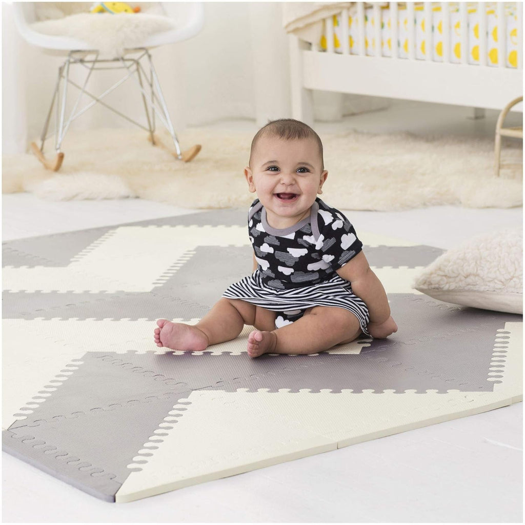 Playspot Geo Foam Floor Tiles - Grey Cream