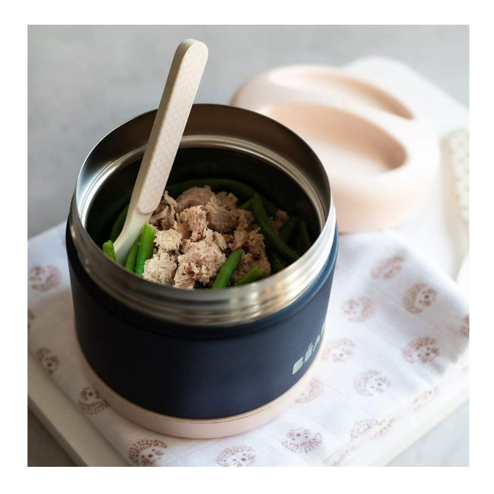 Stainless Steel Insulated Food Jar - Isothermal Portion - 500 ml-Light Pink/ Night Blue