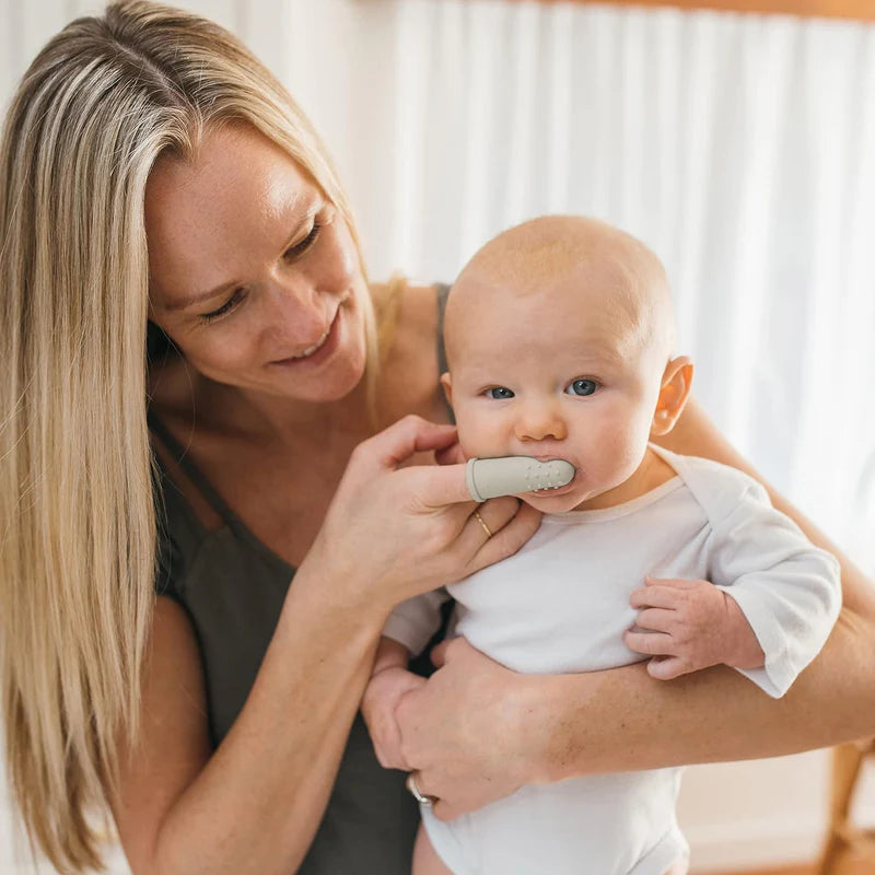 Silicone Finger Toothbrush with case Gray and Yellow Pack Of 2