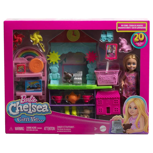 Barbie Chelsea Can Be Toy Store Playset with Small Blonde Doll, Counter & Display Furniture & 15 Accessories