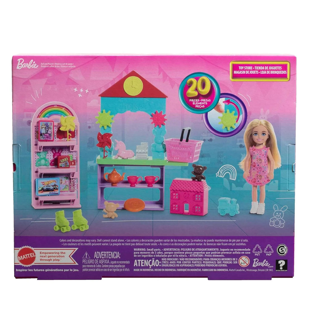 Barbie Chelsea Can Be Toy Store Playset with Small Blonde Doll, Counter & Display Furniture & 15 Accessories