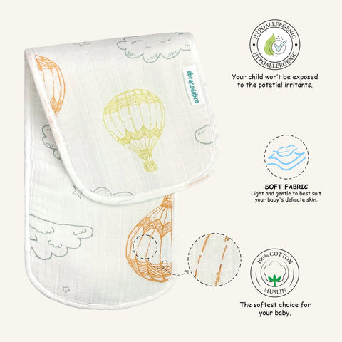 Abracadabra Muslin Burp Pad - Hot Air Balloon