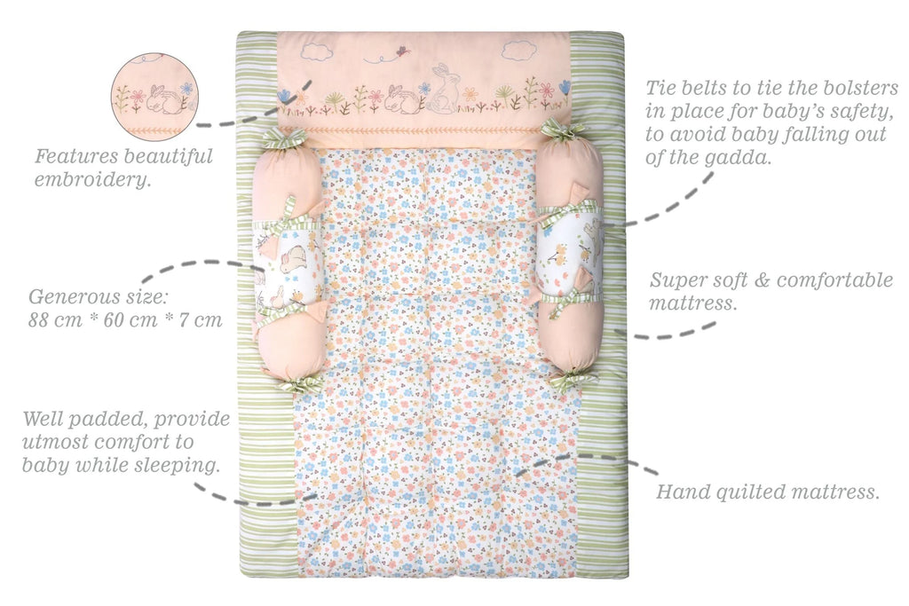 Abracadabra Gadda Set With Two Bolsters - Bunny Garden