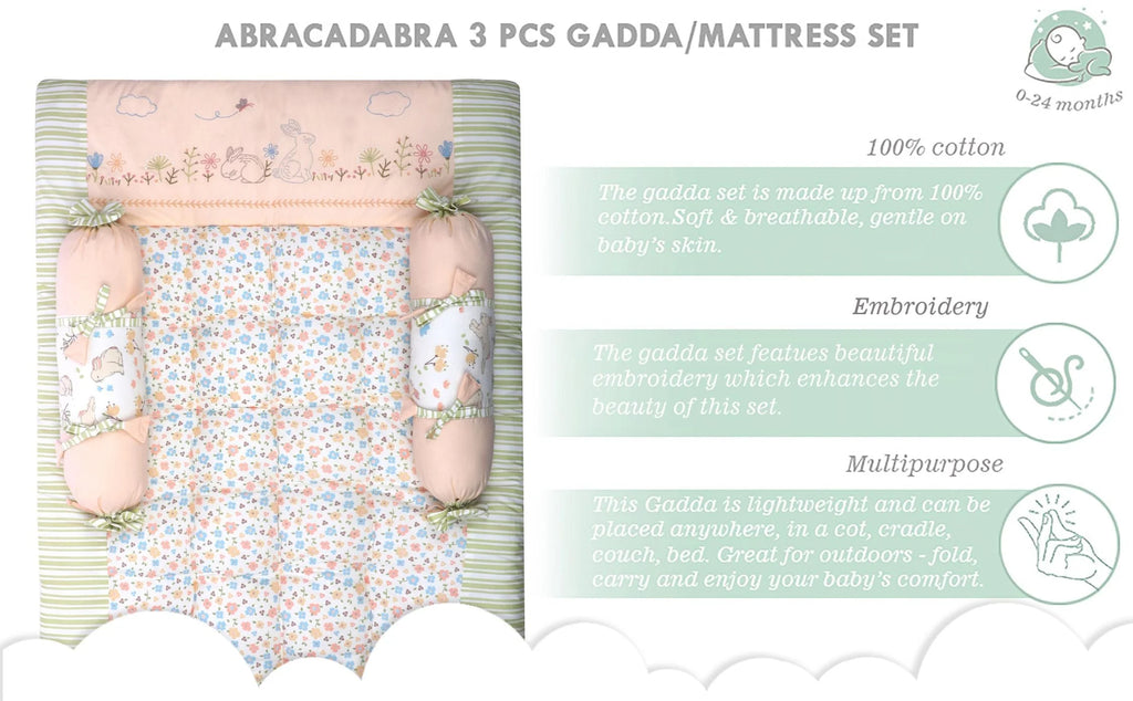 Abracadabra Gadda Set With Two Bolsters - Bunny Garden