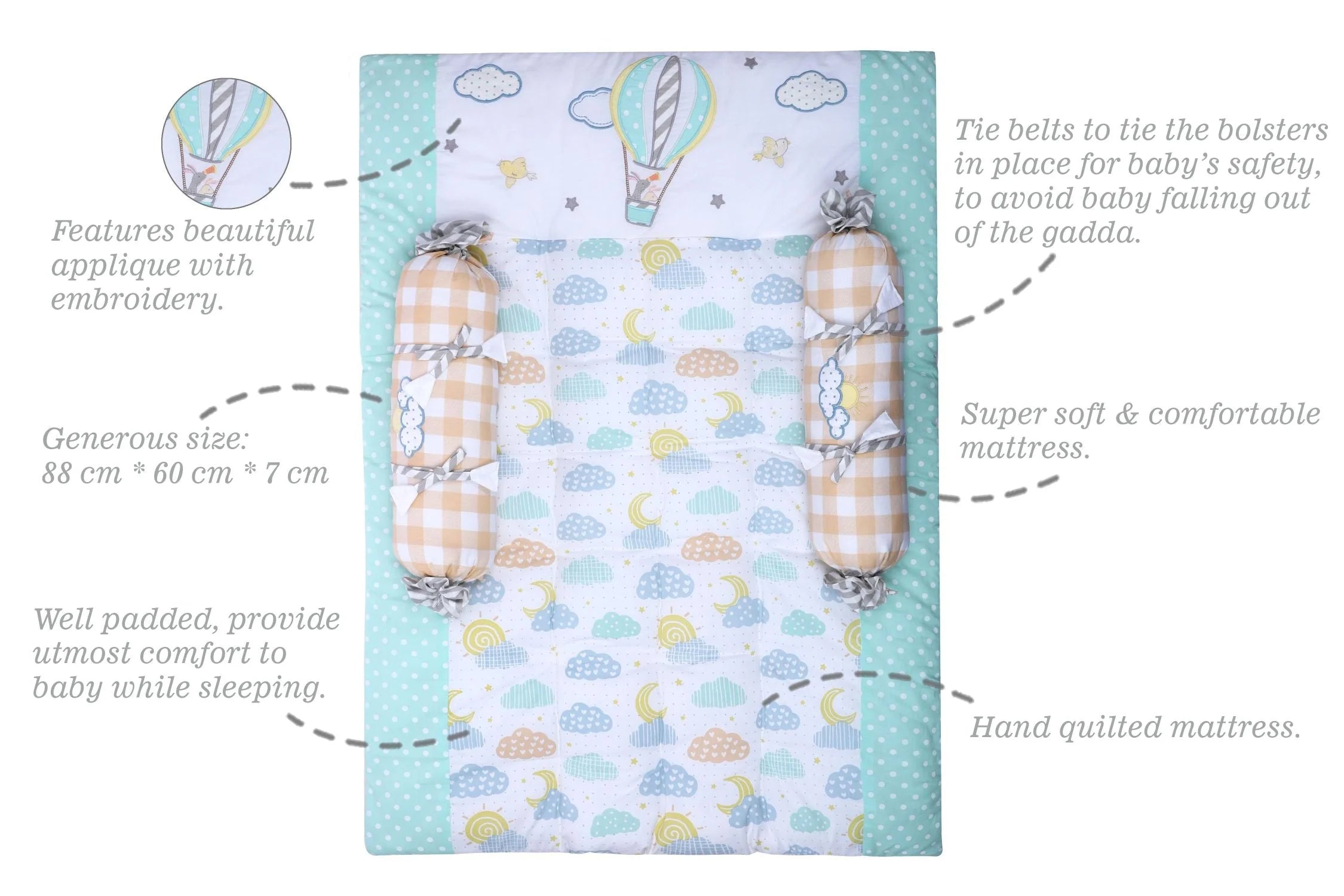 Abracadabra Gadda Set With Two Bolsters - Lost In Clouds