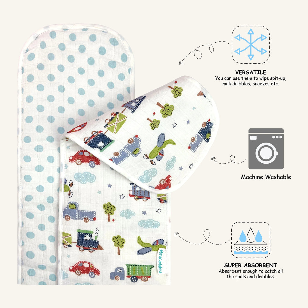 Abracadabra Muslin Burp Pad - Transport