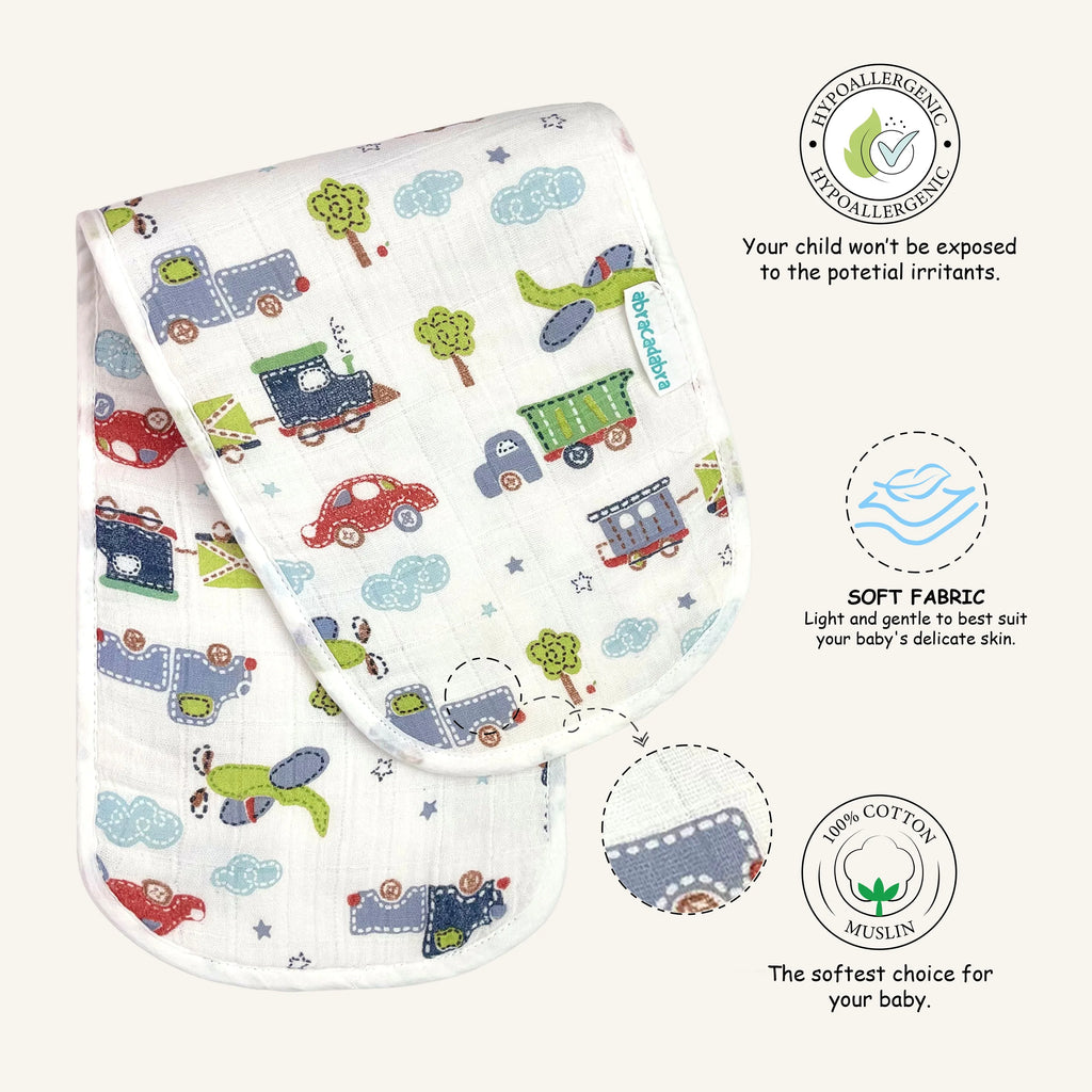 Abracadabra Muslin Burp Pad - Transport