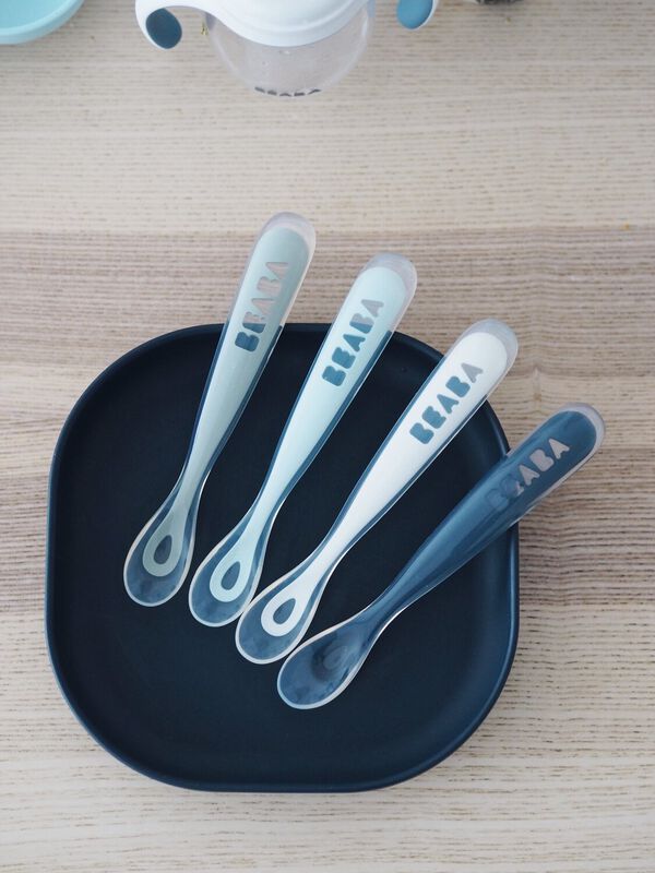 Set of 4 Easy-Grip 1st Stage Silicone Spoons Rain