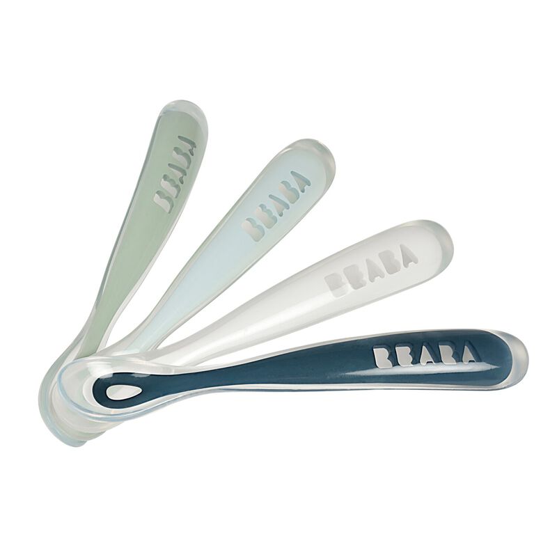 Set of 4 Easy-Grip 1st Stage Silicone Spoons Rain