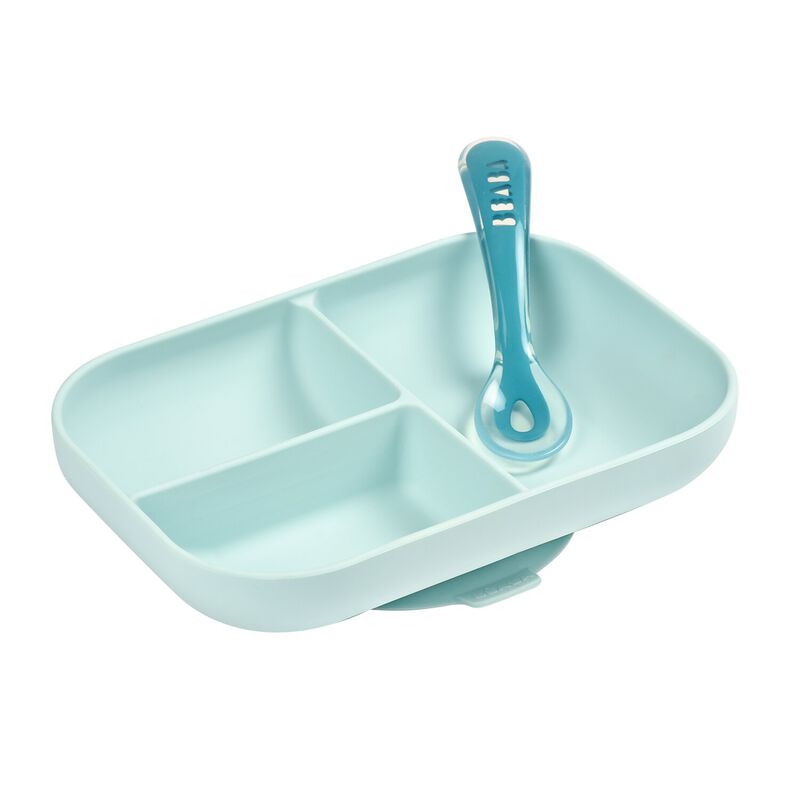 Silicone Suction Divided Plate with 2nd Stage Spoon