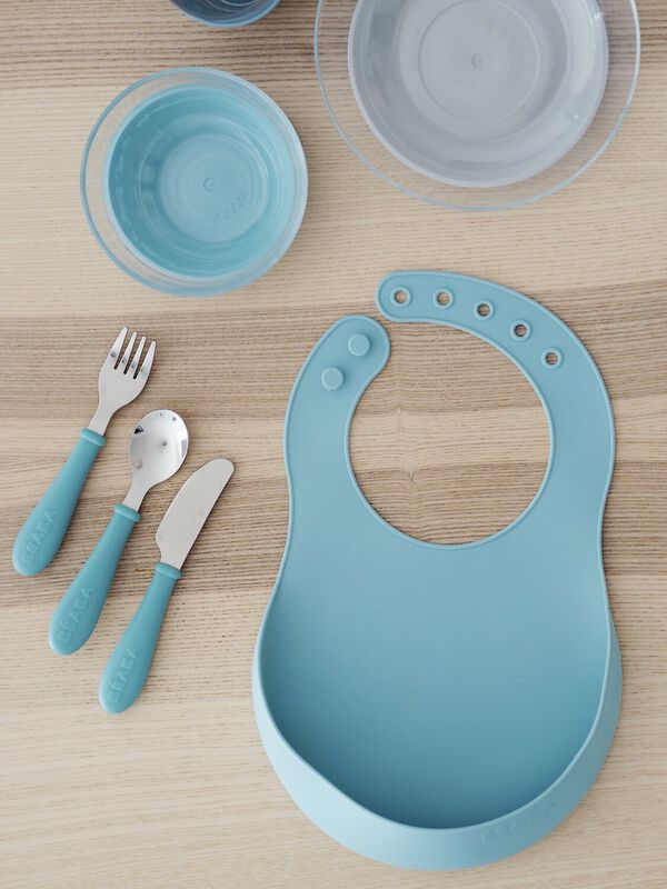 3-Piece Stainless Steel Baby Feeding Set - Airy green