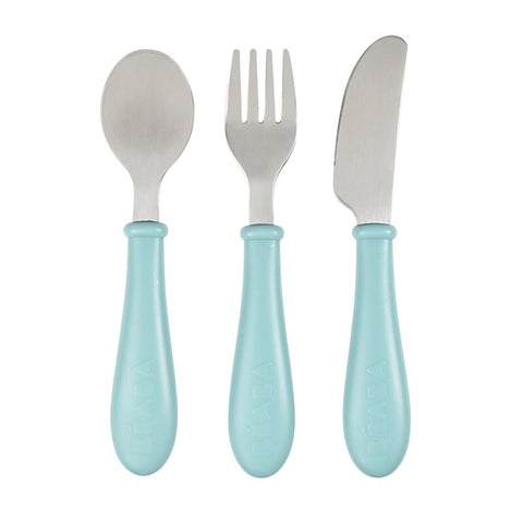 3-Piece Stainless Steel Baby Feeding Set - Airy green
