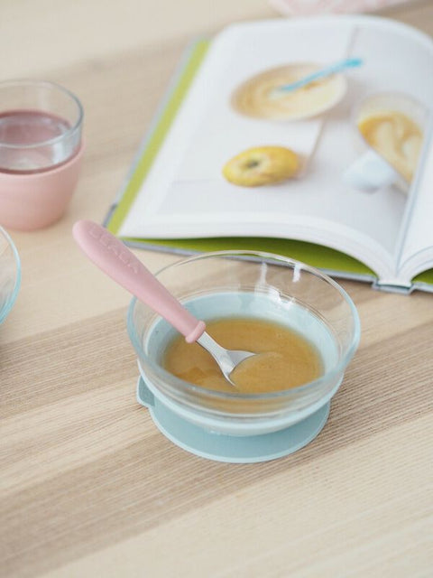3-Piece Stainless Steel Baby Feeding Set - Vintage pink