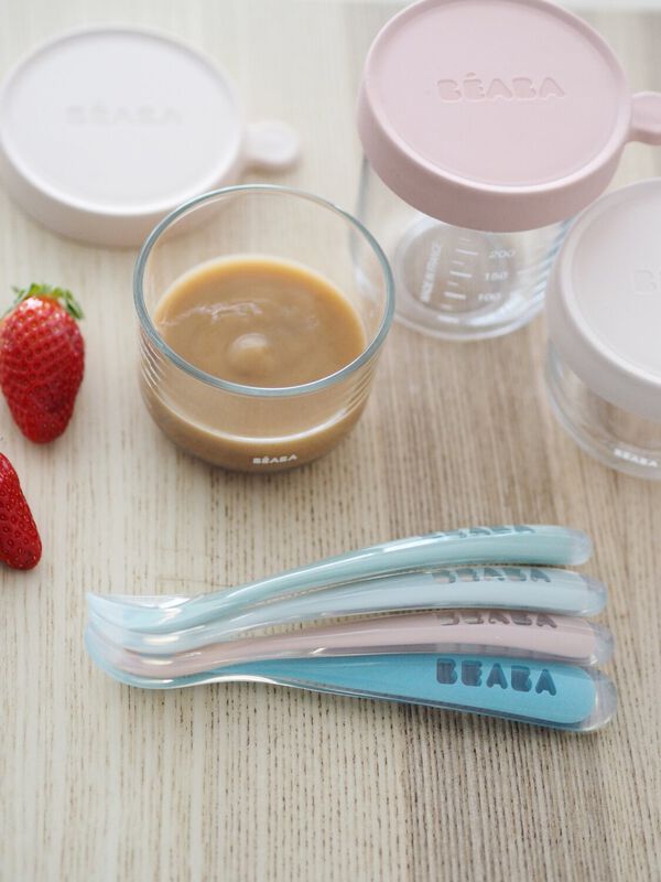 Set of 4 Easy-Grip 1st Stage Silicone Spoons eucalyptus