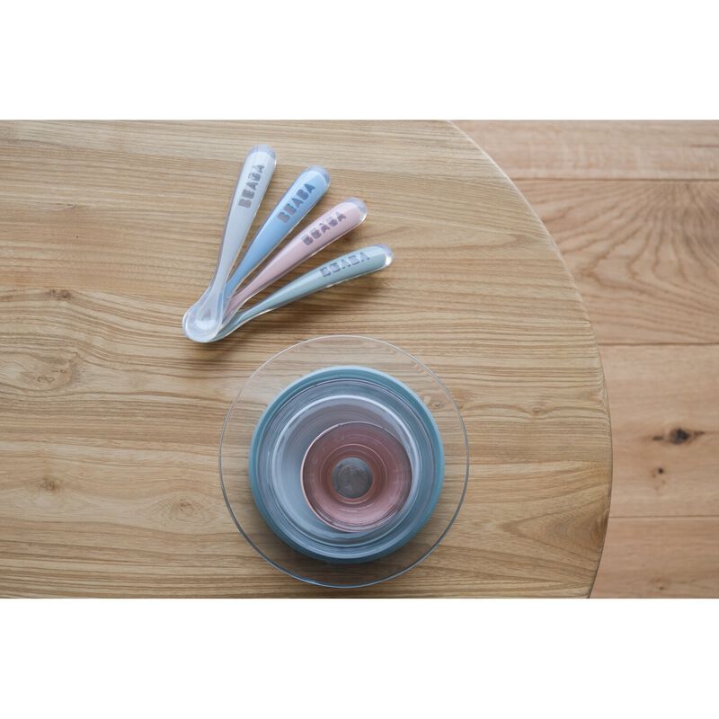 Set of 4 Easy-Grip 1st Stage Silicone Spoons eucalyptus