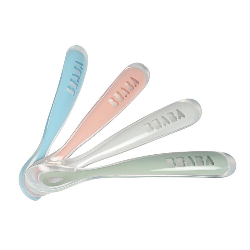 Set of 4 Easy-Grip 1st Stage Silicone Spoons eucalyptus
