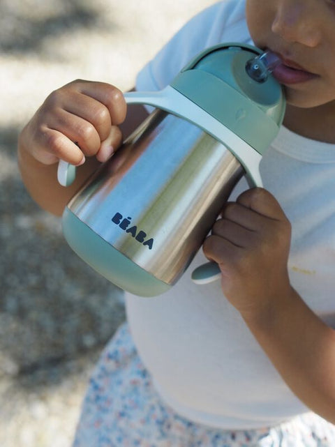 Stainless steel straw cup 250 ml - Sage Green