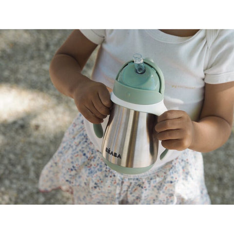 Stainless steel straw cup 250 ml - Sage Green