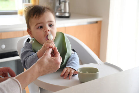 Set of 2 Silicone Pre-Feeding Spoons - Sage Green/Velvet Grey