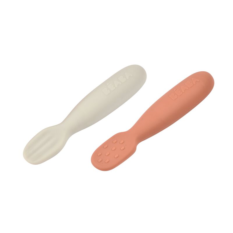 Set of 2 Silicone Pre-Feeding Spoons - Terracotta/Velvet Grey