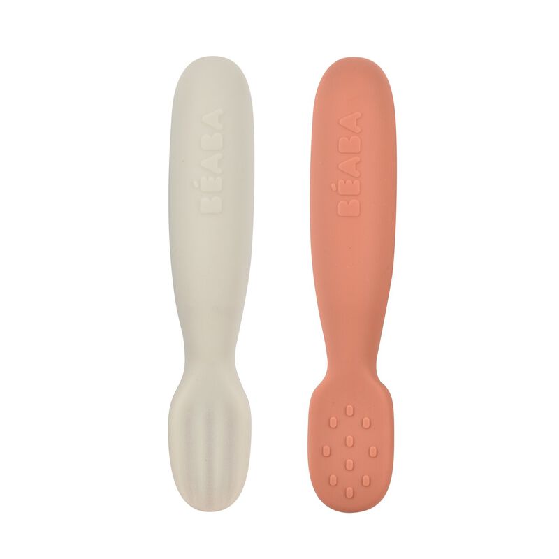 Set of 2 Silicone Pre-Feeding Spoons - Terracotta/Velvet Grey
