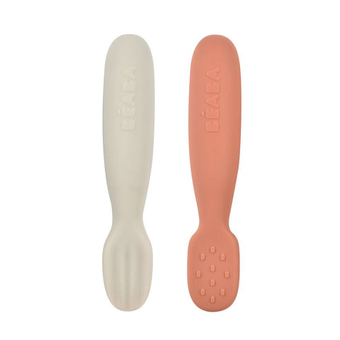 Set of 2 Silicone Pre-Feeding Spoons - Terracotta/Velvet Grey