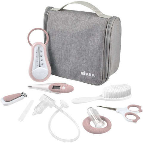 Grooming Kit - Hanging Toiletry Pouch with 9 Accessories - Pink