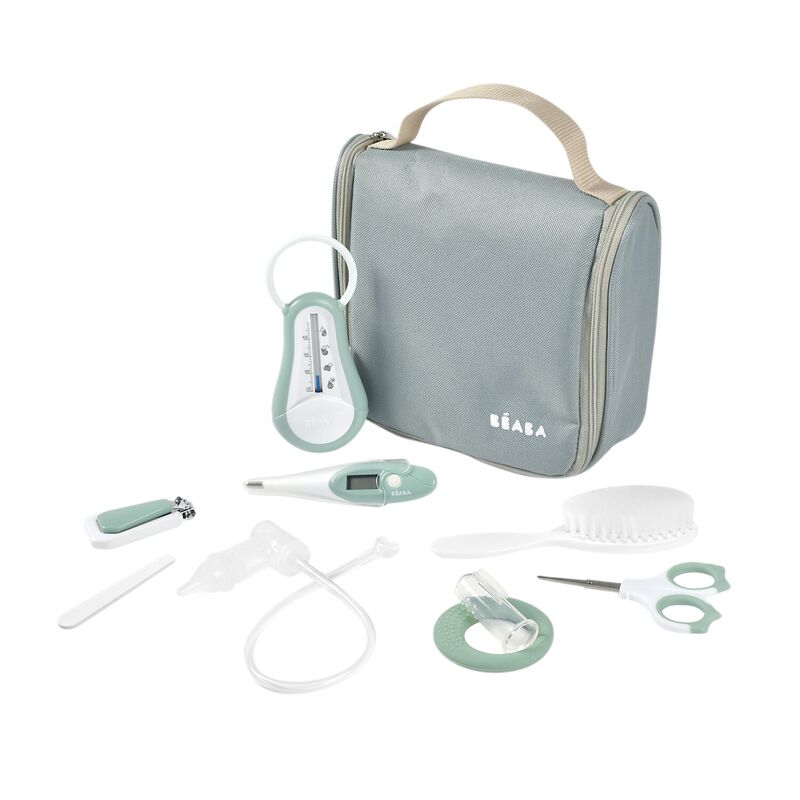 Grooming Kit - Hanging Toiletry Pouch with 9 Accessories - Sage Green