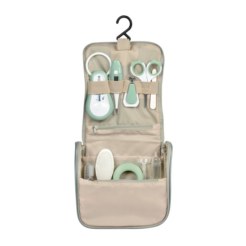 Grooming Kit - Hanging Toiletry Pouch with 9 Accessories - Sage Green