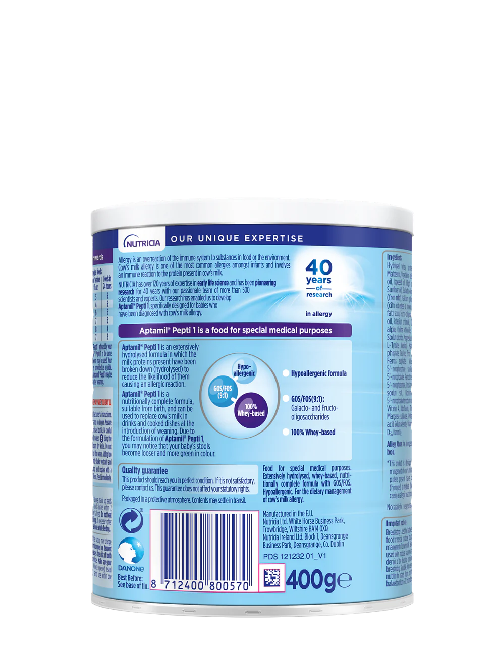 Pepti 1 400g Tin Extensively Hydrolysed Formula