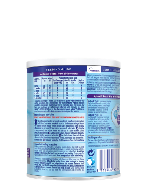 Aptamil® Pepti 1 400g Tin Extensively Hydrolysed Formula