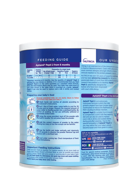 Aptamil® Pepti 2 800g Tin Extensively Hydrolysed Formula