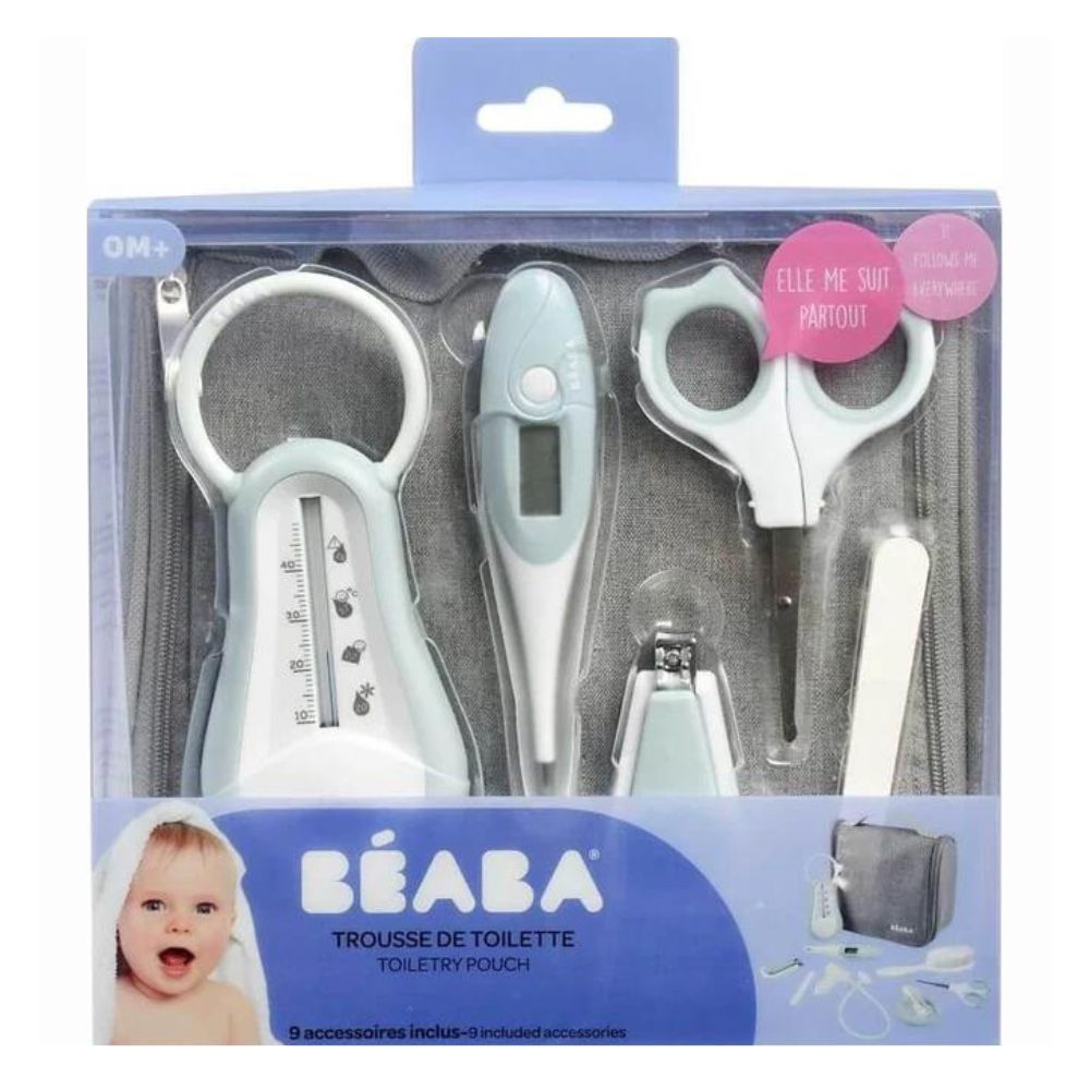 Grooming Kit - Hanging Toiletry Pouch with 9 Accessories - Blue