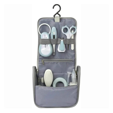 Grooming Kit - Hanging Toiletry Pouch with 9 Accessories - Blue