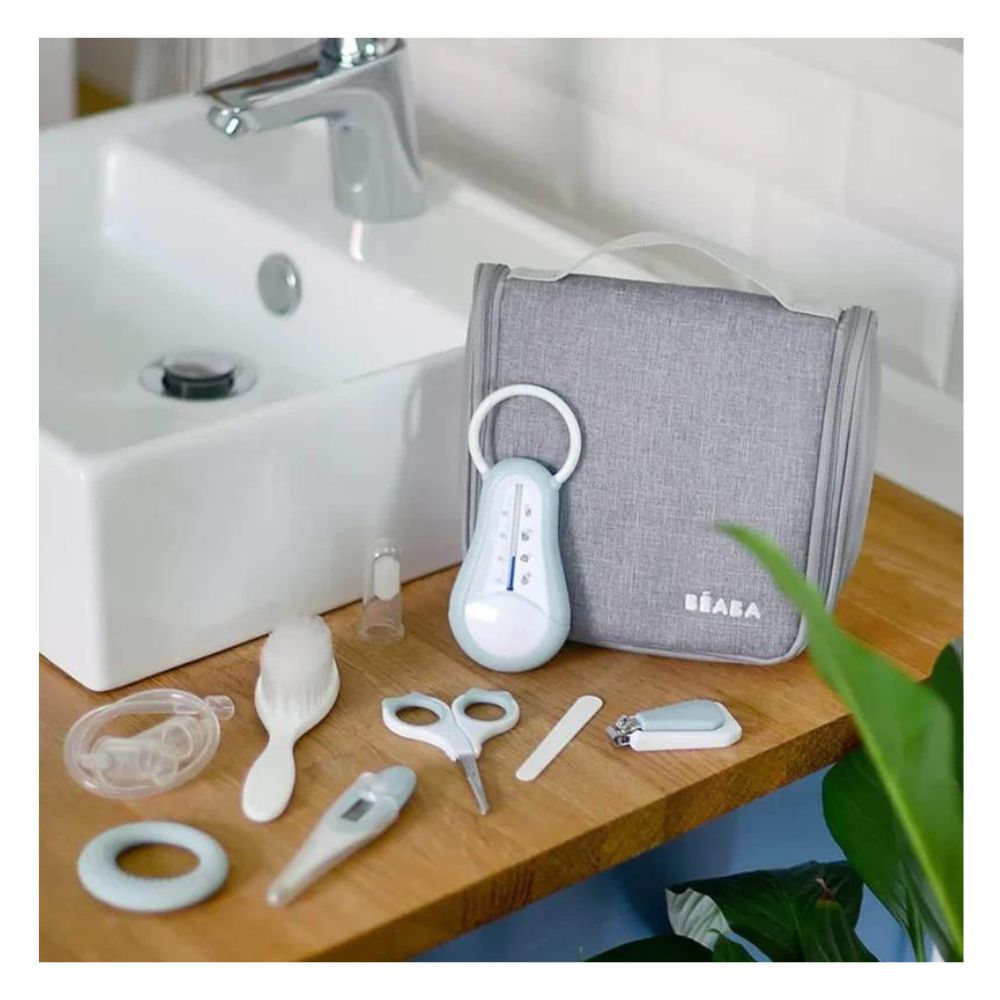 Grooming Kit - Hanging Toiletry Pouch with 9 Accessories - Blue