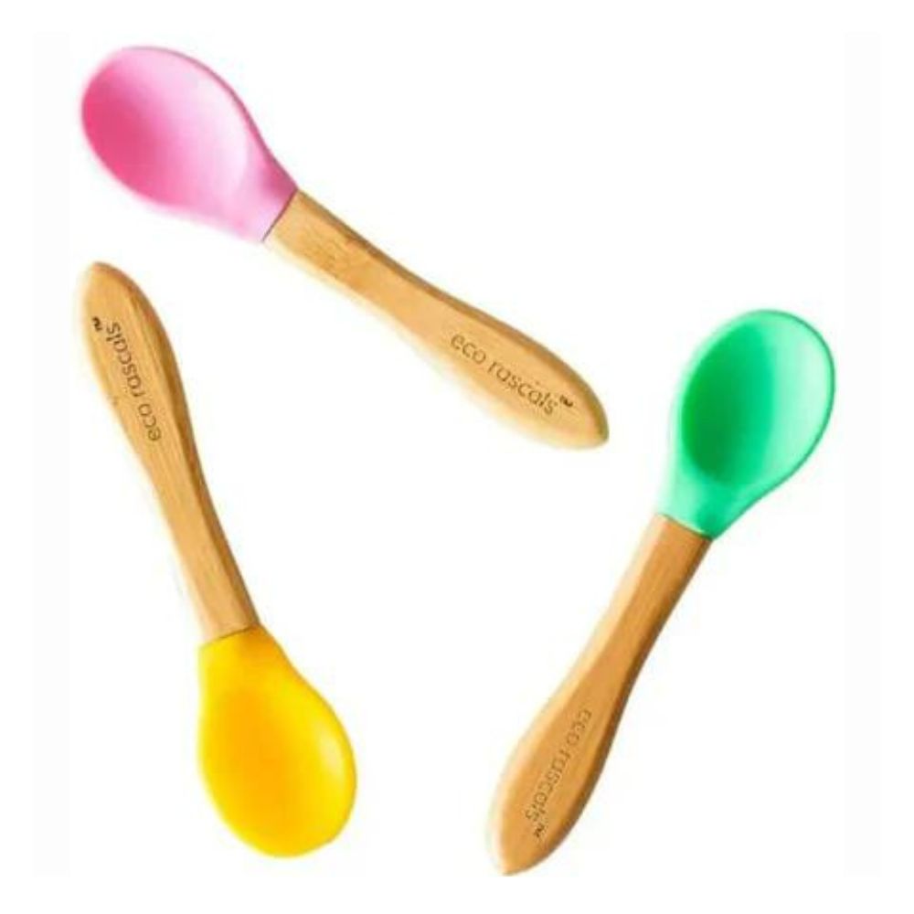Bamboo Spoons -Pink, Green, Yellow
