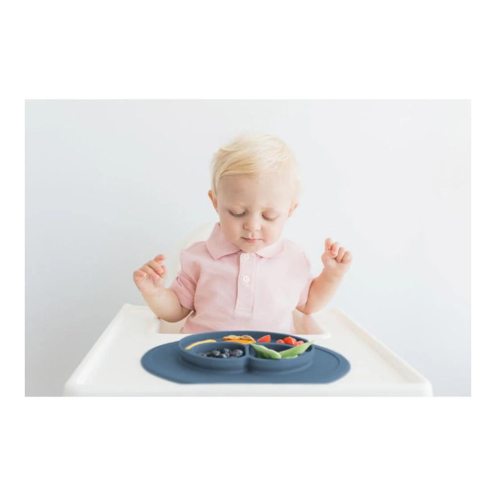 Mini Feeding Set for Toddlers (Mat, Spoon & Fork)- Indigo