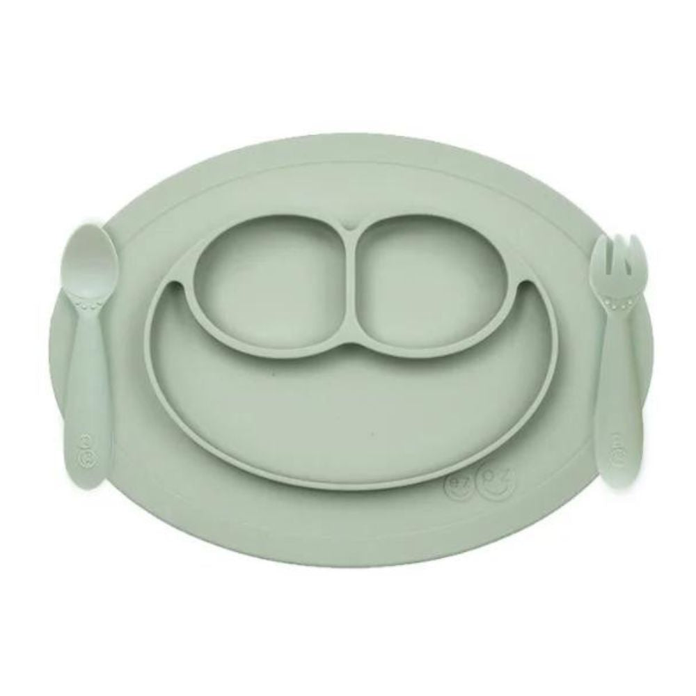 Mini Feeding Set for Toddlers (Mat, Spoon & Fork) - Sage