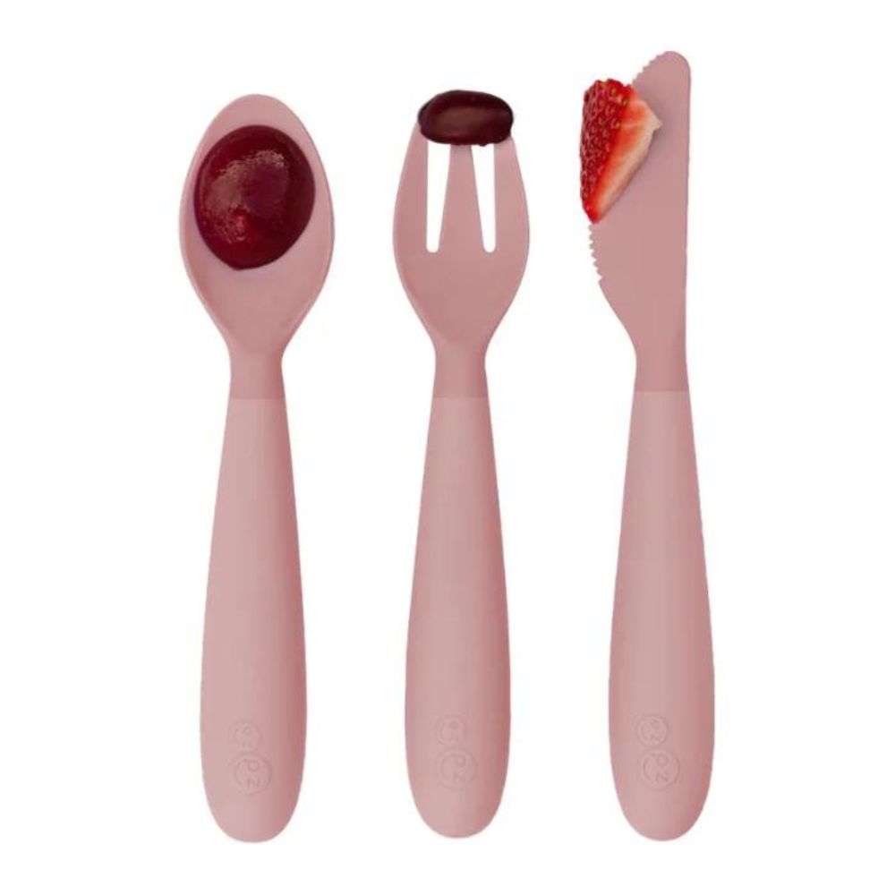 Happy Utensils for Preschoolers (Spoon, Fork & Knife) - Blush