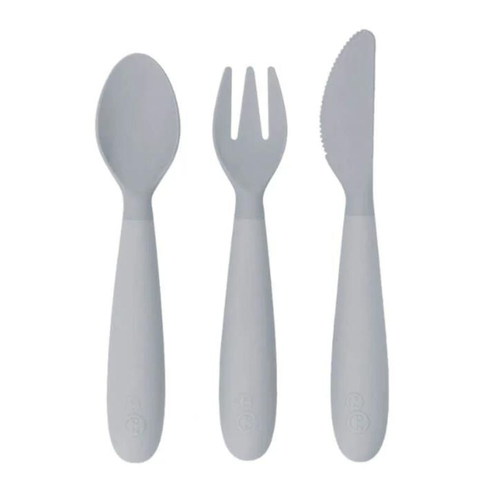 Happy Utensils for Preschoolers (Spoon, Fork & Knife) - Pewter
