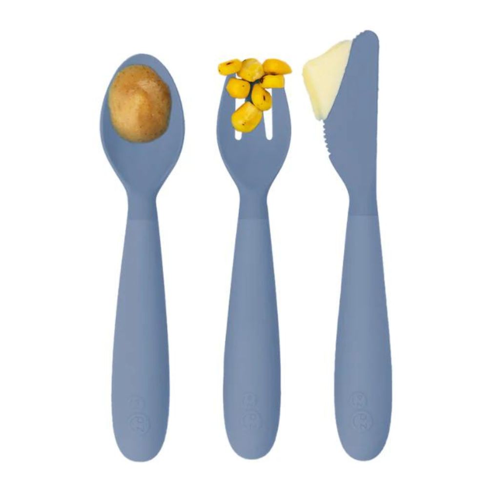 Happy Utensils for Preschoolers (Spoon, Fork & Knife) - Indigo