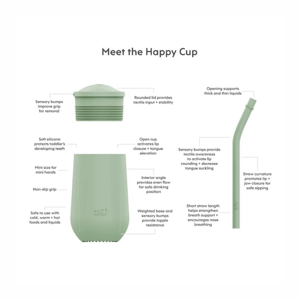 Happy Cup + Straw System for Preschoolers - Sage