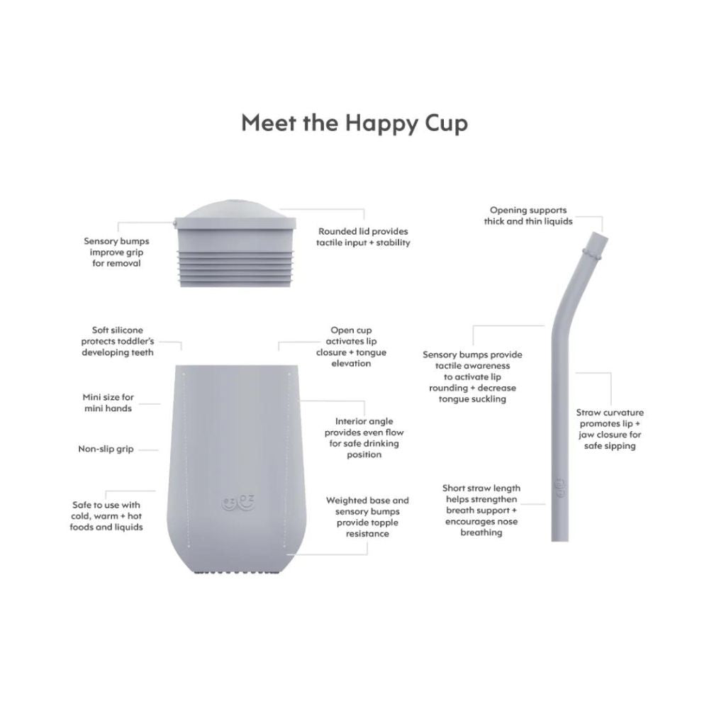 Happy Cup + Straw System for Preschoolers - Pewter