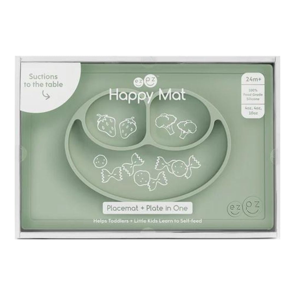 Mini Feeding Set for Toddlers (Mat, Spoon & Fork) - Sage