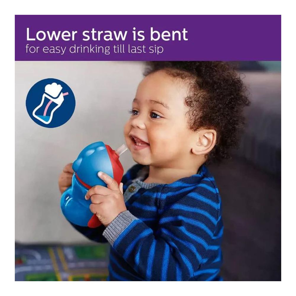 Bendy Twin Handle Straw Cup - Blue (200ml)